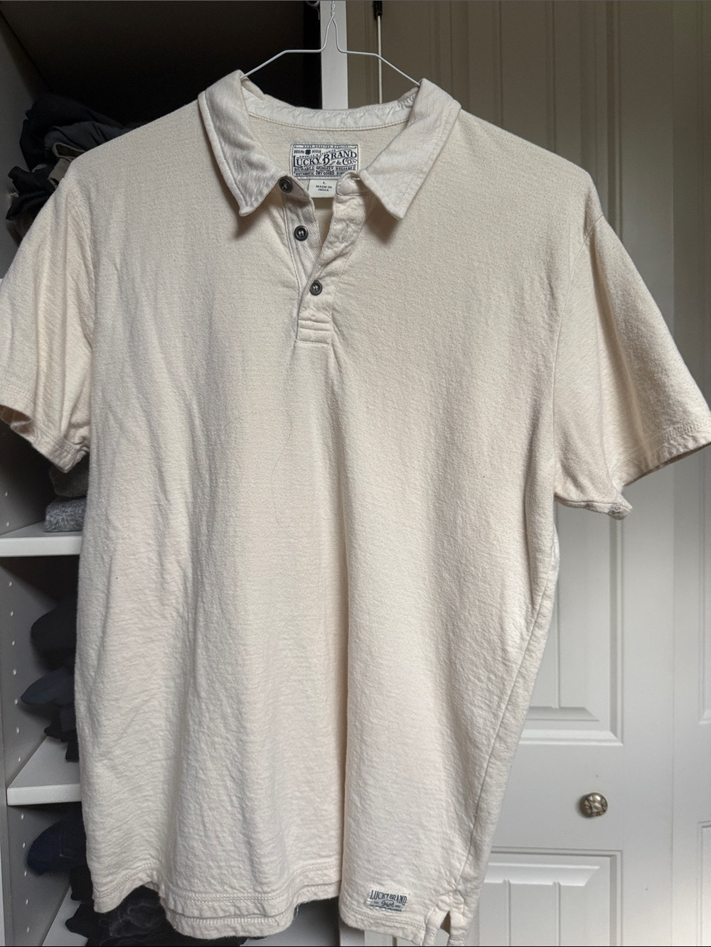 Lucky Brand Men's Ivory Short-Sleeve Polo